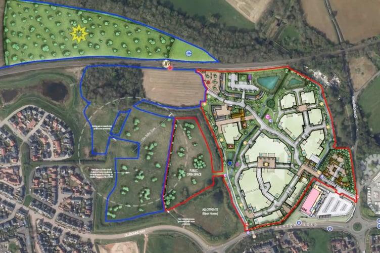 Revised plans for 200 homes, commercial space and access to new Wellington railway station on Nynehead Road in Wellington
