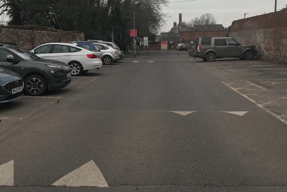 The Fore Street 'rat run' entrance to Wellington's North Street car park.