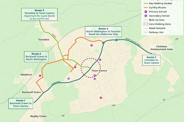 Map of potential improvements within the Wellington LCWIP
