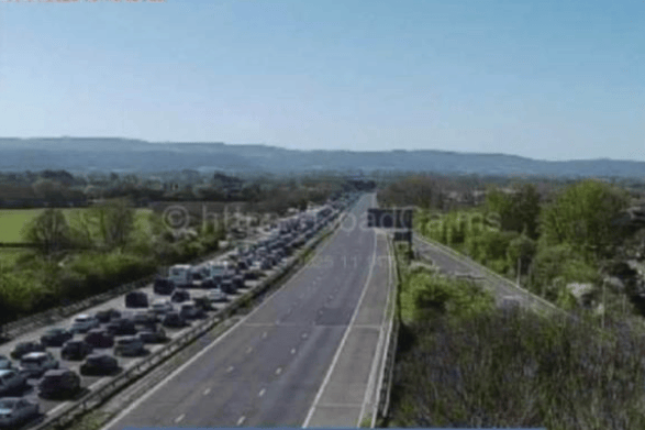Traffic on the M5 after closures due to a welfare concern on Sunday, April 6
