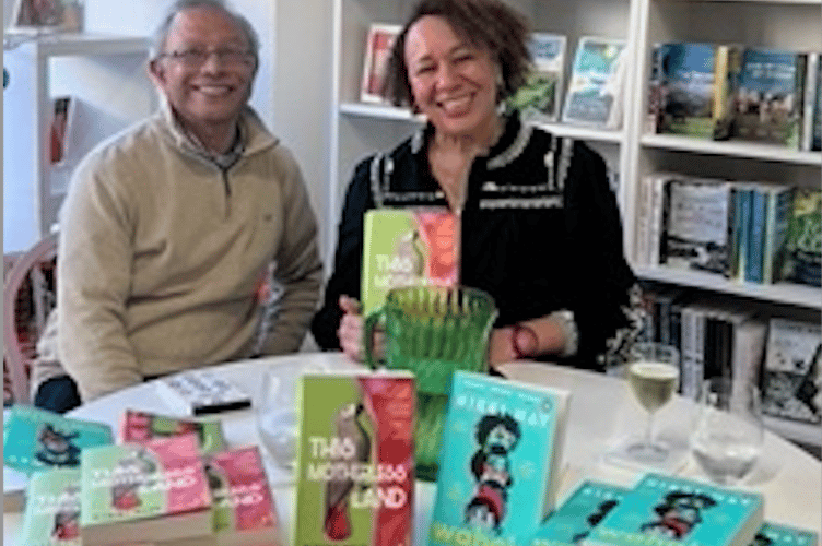 Co-owner of Bookshop by the Blackdowns, Richard D’Rozario with author Nikki May