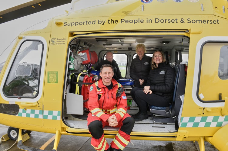 Dr Matt Taylor, Dorset & Somerset Air Ambulance, and Chris O’Connor, Anne & Sophie Mitchell from Rumwell Farm Shop