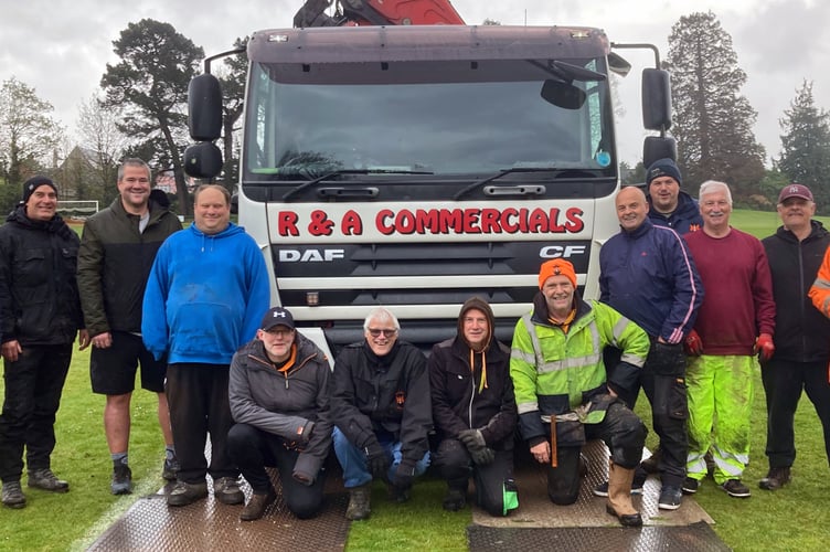 Some of the helpers who took down the floodlights for the last time 