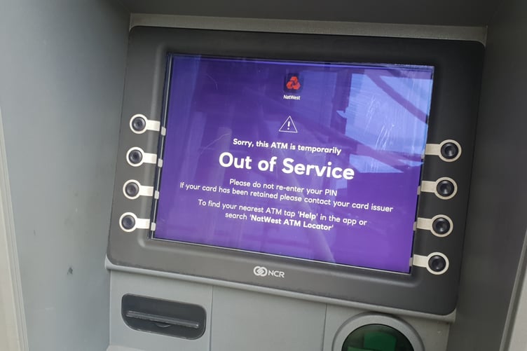 The out of order Wellington town centre ATM on Easter Sunday.