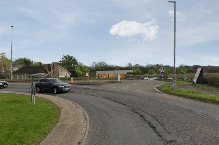 A computer generated image of how the proposed new Wellington Aldi store would look from the A38. IMAGE: Aldi.
