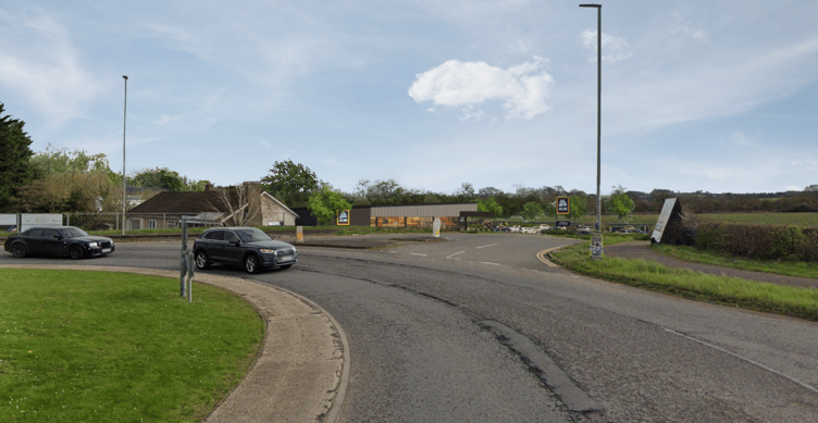 A computer generated image of how the proposed new Wellington Aldi store would look from the A38. IMAGE: Aldi.