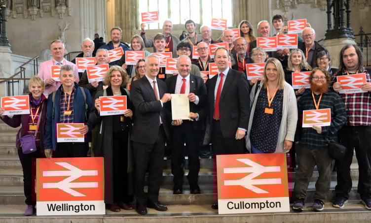 A 30-strong delegation, organised by Gideon Amos MP, travelled to Parliament yesterday (Wednesday) to press the case for new railway stations in Wellington and Cullompton.