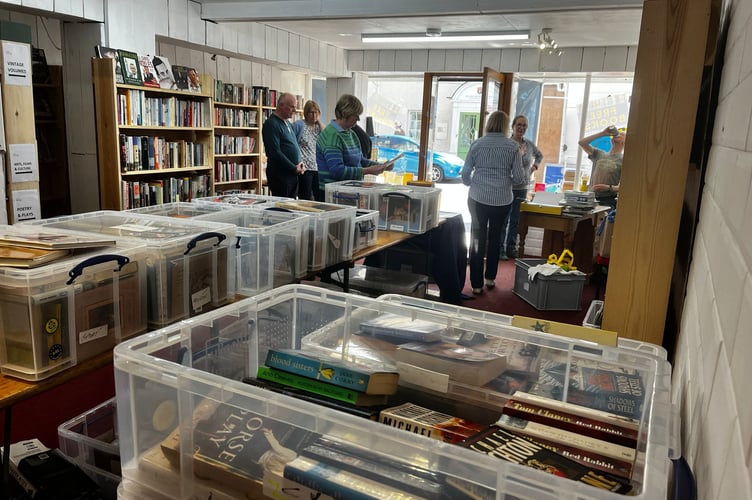 Inside the Wellington Monument Rotary Club book shop