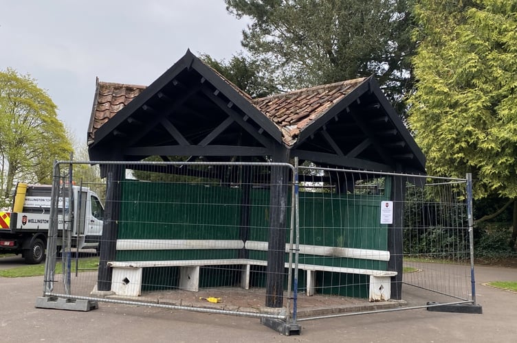 The Wellington Park shelter has been vandalised amid painting improvements to the structure