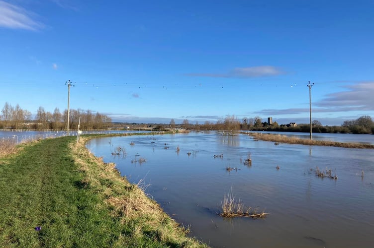 Floods on the Somerset Levels, looking north towards Langport (Photo: Daniel Mumby)