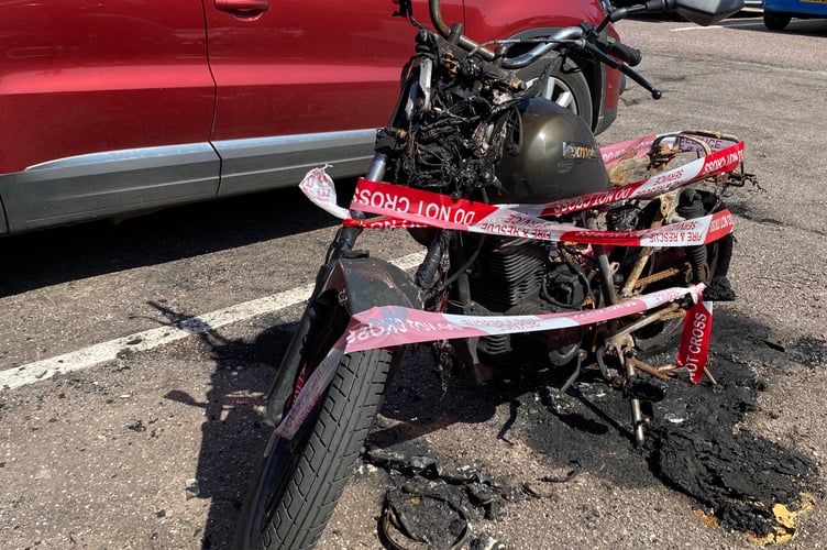 A Lexmoto motorcycle has been destroyed in what is believed to be an arson attack in a Wellington car park