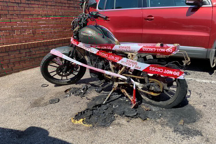 A Lexmoto motorcycle has been destroyed in what is believed to be an arson attack in a Wellington car park