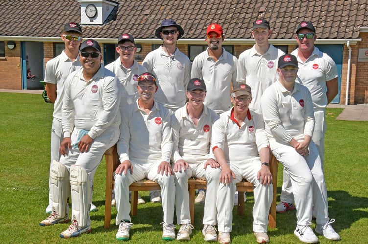 Wellington 2nd XI, back left to right: Ollie Hunt, Macca Campbell, Oli Beale, Adarsh Sudaranan, Tom Hopkins, Nick Roberts; front Aks Latifi, Neil Hendy, Rob Moysey, Mark Salter, Alex Derbidge.