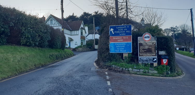 The bottom of Porlock Hill, the steepest A road in the country, where a cyclist died las summer.