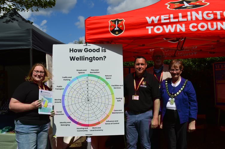 The Wellington Town Council team at Wellington Spring Fayre - L-R Rebecca Hunt, Darren Hill, Cllr Steve Mercer, and Mayor, Cllr Janet Lloyd