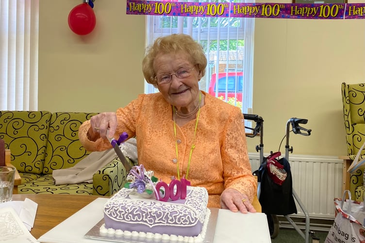 Grace Trovel with her birthday cake at Lodge Close