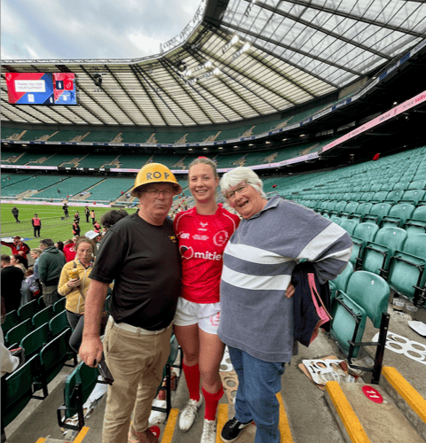 Amber-Starr Palmer with grandparents Keith and Sue Perry