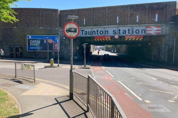 Existing Cycle Lane On The Northern Approach To Taunton Railway Station.