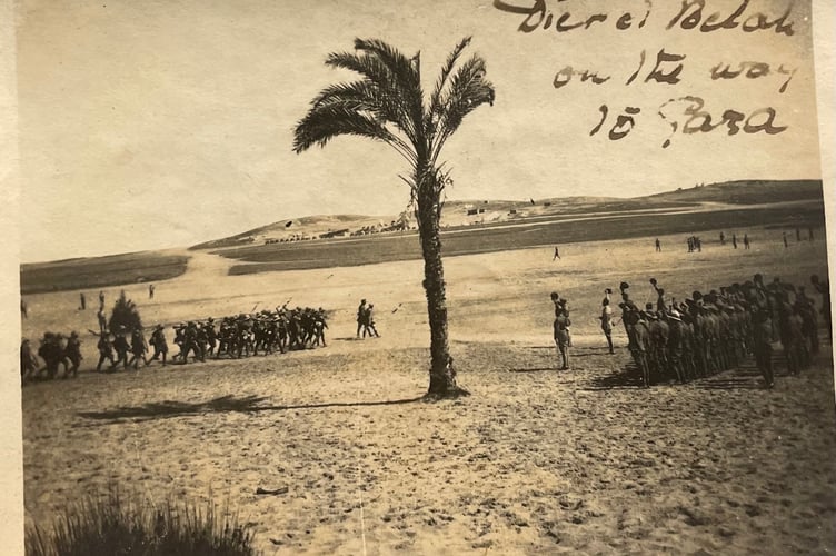 Captioned: "Dier el Belah on the way to Gaza" (referring to Deir al Balah)