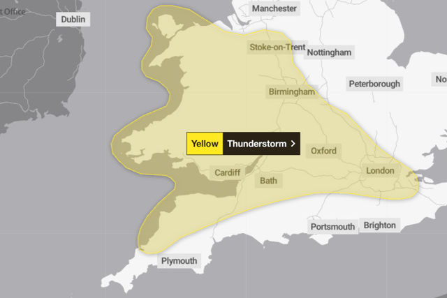 Thunderstorm warning for Somerset
