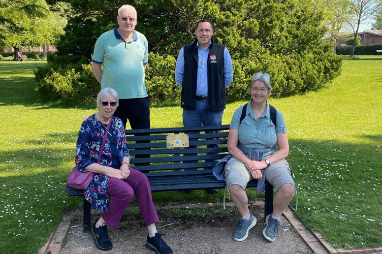 Friends of Wellington Park members at a "talking bench" with Wellington Town Council Open Spaces Manager, Darren Hill