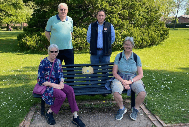 Friends of Wellington Park members at a "talking bench" with Wellington Town Council Open Spaces Manager, Darren Hill