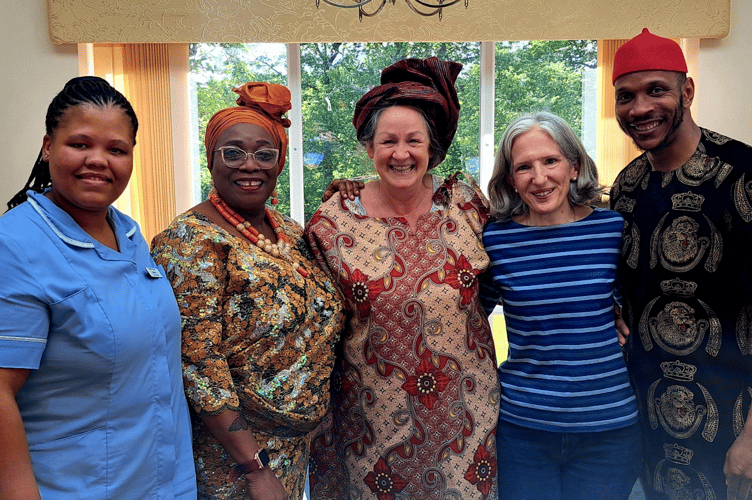 left to right – Leanor Waters (from South Africa), Justina Debra, Anne Troake, Sandra Joyce (Linden House Proprietor) and George Oduenyi.