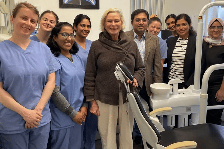 MP Rachel Gilmour meets dental workers in her Tiverton and Minehead constituency.