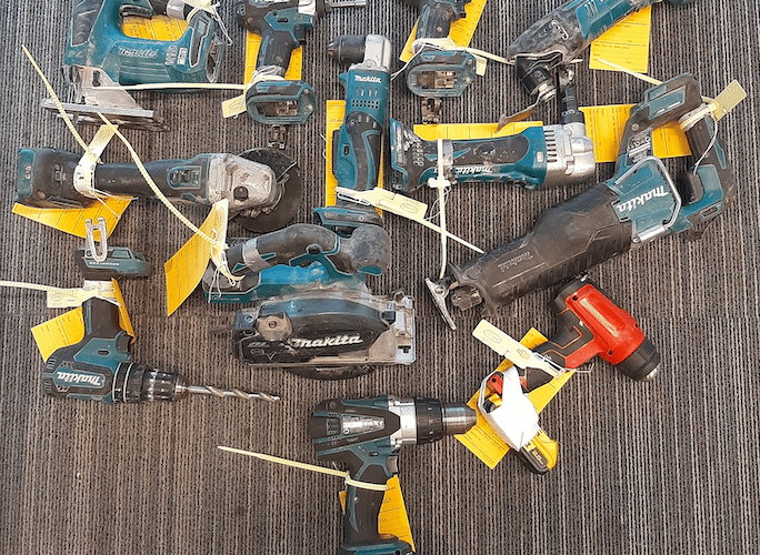 Stolen tools recovered when police stopped a car in Taunton. PHOTO: A&SP.