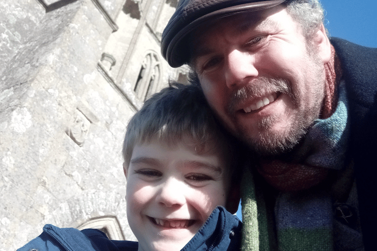 Wellington town Cllr Sean Pringle-Kosikowsky with his son Robin.