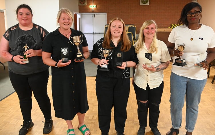 Left to right: Izzy Webb, Natasha Hole, Katie Sweetland, Ashleigh Graham-White, and Nyima Touray.