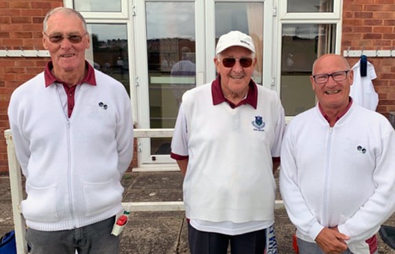Left to right: Phil Hutchings, Ken Brown and Peter White who won their match comfortably for Pumas