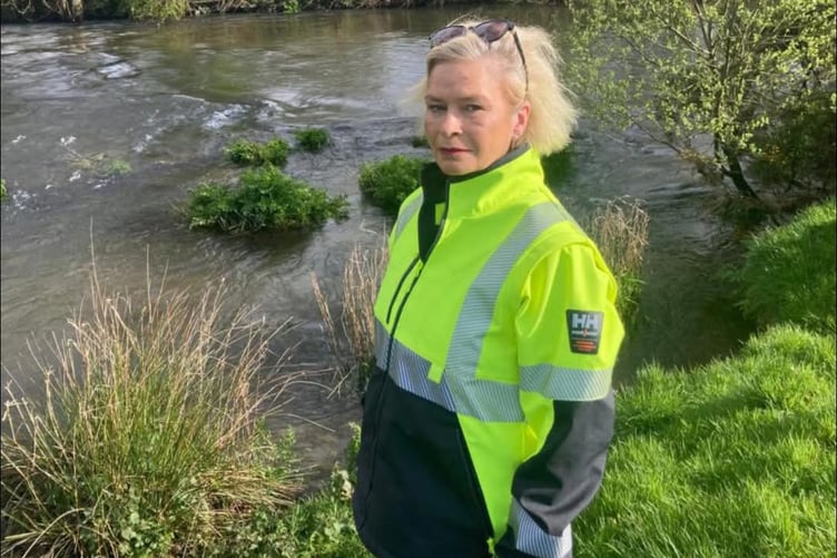 MP Rachel Gilmour attending a water testing session on the River Exe.