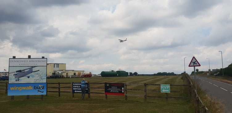 Dunkewell Aerodrome, where a skydiving incident occurred on Friday.
