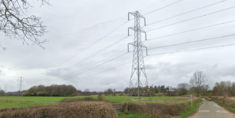 The road from Wellington to Nynehead is crossed by National Grid overhead power lines. PHOTO: Google Maps.