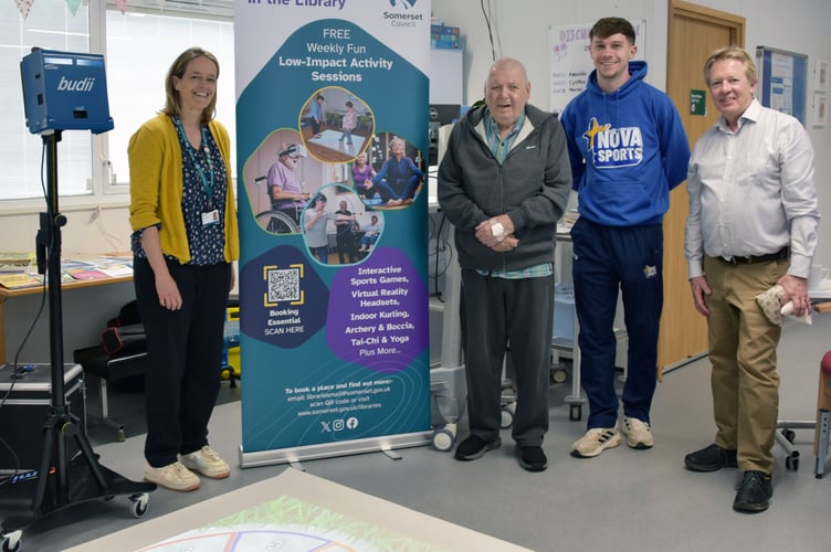 A photo of the team involved with the sessions at Musgrove Park Hospital, along with a patient who took part.