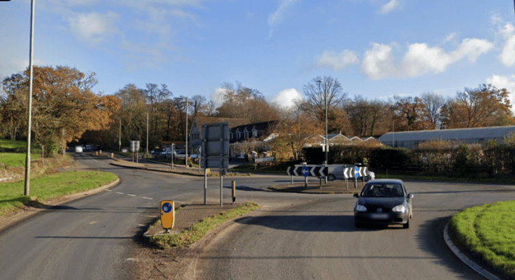A half-mile stretch of the A38 was closed from near the Waterloo Cross roundabout on Saturday morning following a serious car crash. PHOTO: Google Maps.