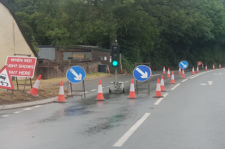 The scene on the A38 of a car crash which injured five teenagers from the Wellington area.