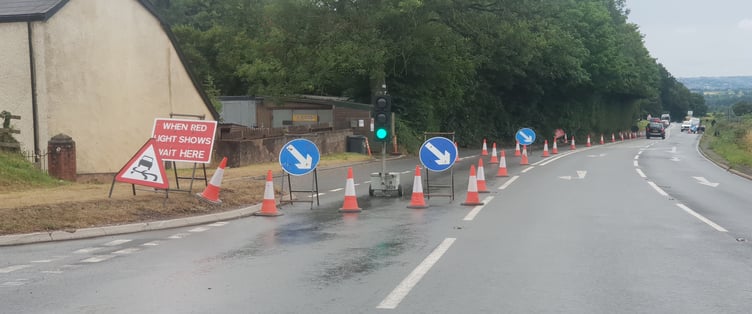 The scene on the A38 of a car crash which injured five teenagers from the Wellington area.
