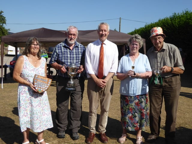 Trophy winners with MP Gideon Amos.  From left to right – Heather Cook, Nick Matthews, MP Gideon Amos, Susan Bellringer, Philip Popplestone