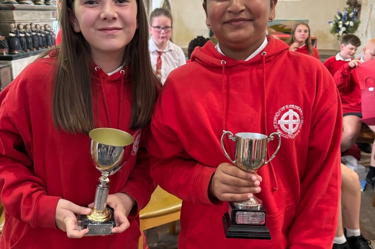 Students received awards for academic and social efforts in a trophy presentation for year 6 leavers