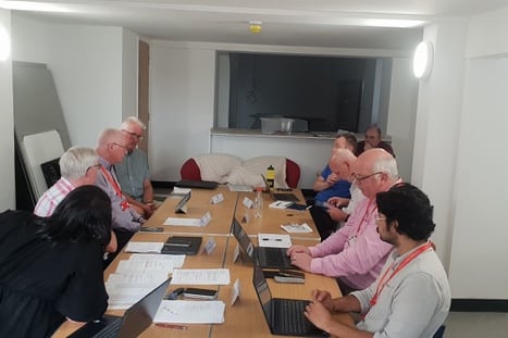 The first town council committee meeting was held in the new Kings Arms community hub, with committee chairman Cllr Andy Govier pictured top left