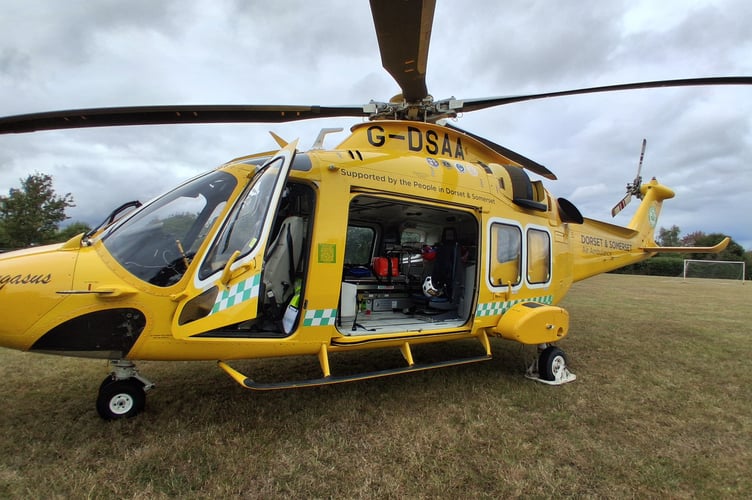 An air ambulance lands on West Buckland playing field on July 21 to attend to a sudden death in the area