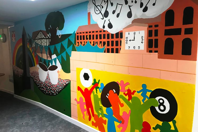 The newly-finished mural at the Kings Arms Community Hub in Wellington.