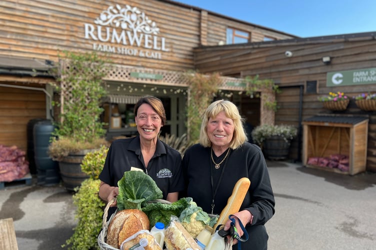 Rumwell Farm Shop Manager, Lucy White with Blackdown Healthy Living & Activity Centre volunteer, Loraine Beckett