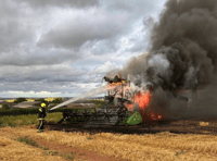 Emergency services tackle combine fire