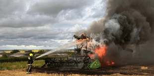 Emergency services tackle combine fire
