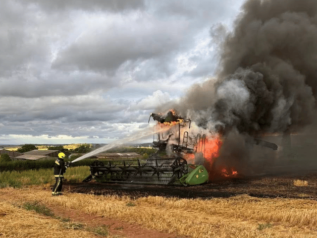 Emergency services tackle combine fire