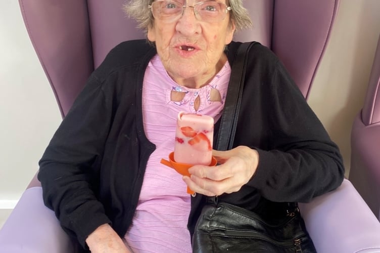 Joyce Hume with her homemade ice lolly