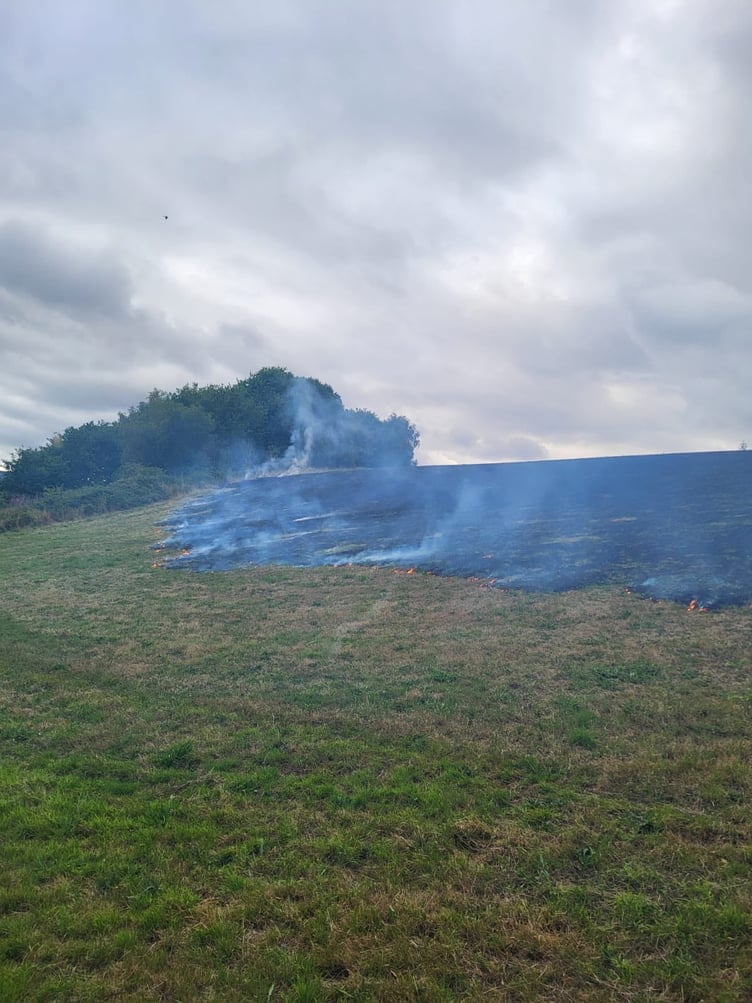 Seven acres of grassland on the Quantock Hills was burned in one of three similar West Somerset incidents in a week. PHOTO: DSFR.
